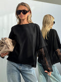 Valenciah Lace Layered Long Sleeve T-Shirt Black