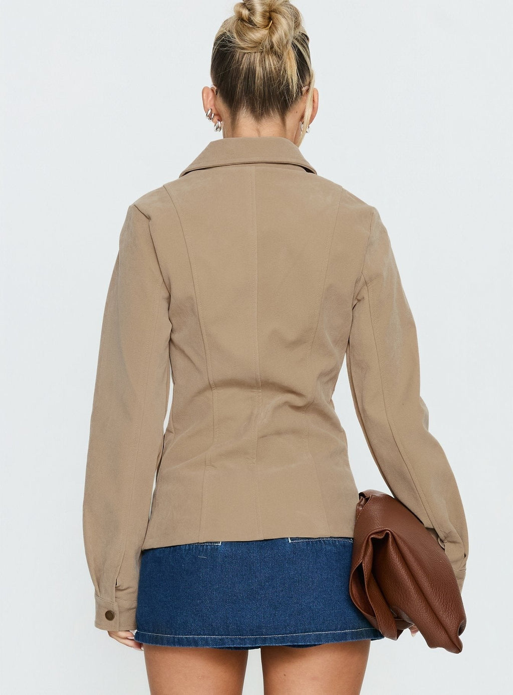 Ryzen Faux Suede Fitted Jacket Stone