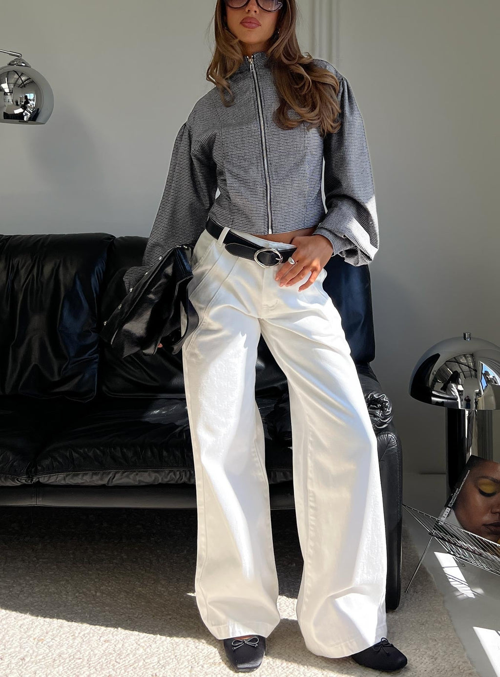 Reaper Mid Rise Baggy Jeans White