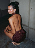 Keiana Mini Skirt Burgundy / Pink Polka