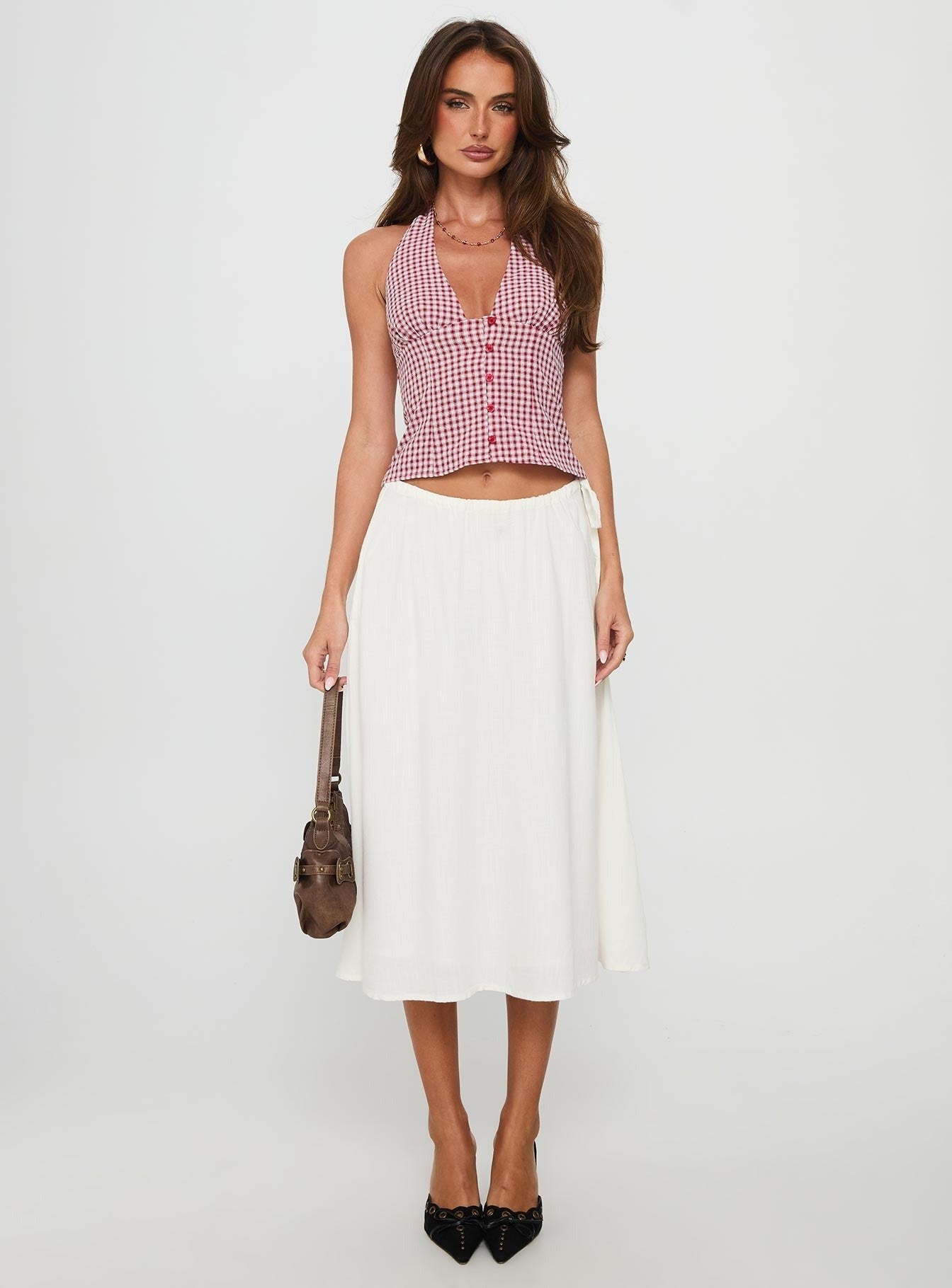 Isolda Halter Top Red Check