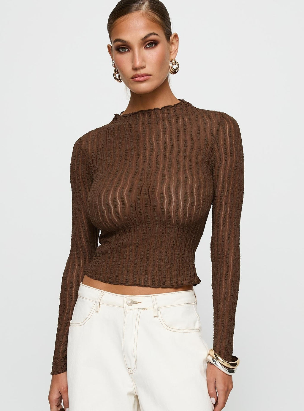 Padra Long Sleeve Top Brown