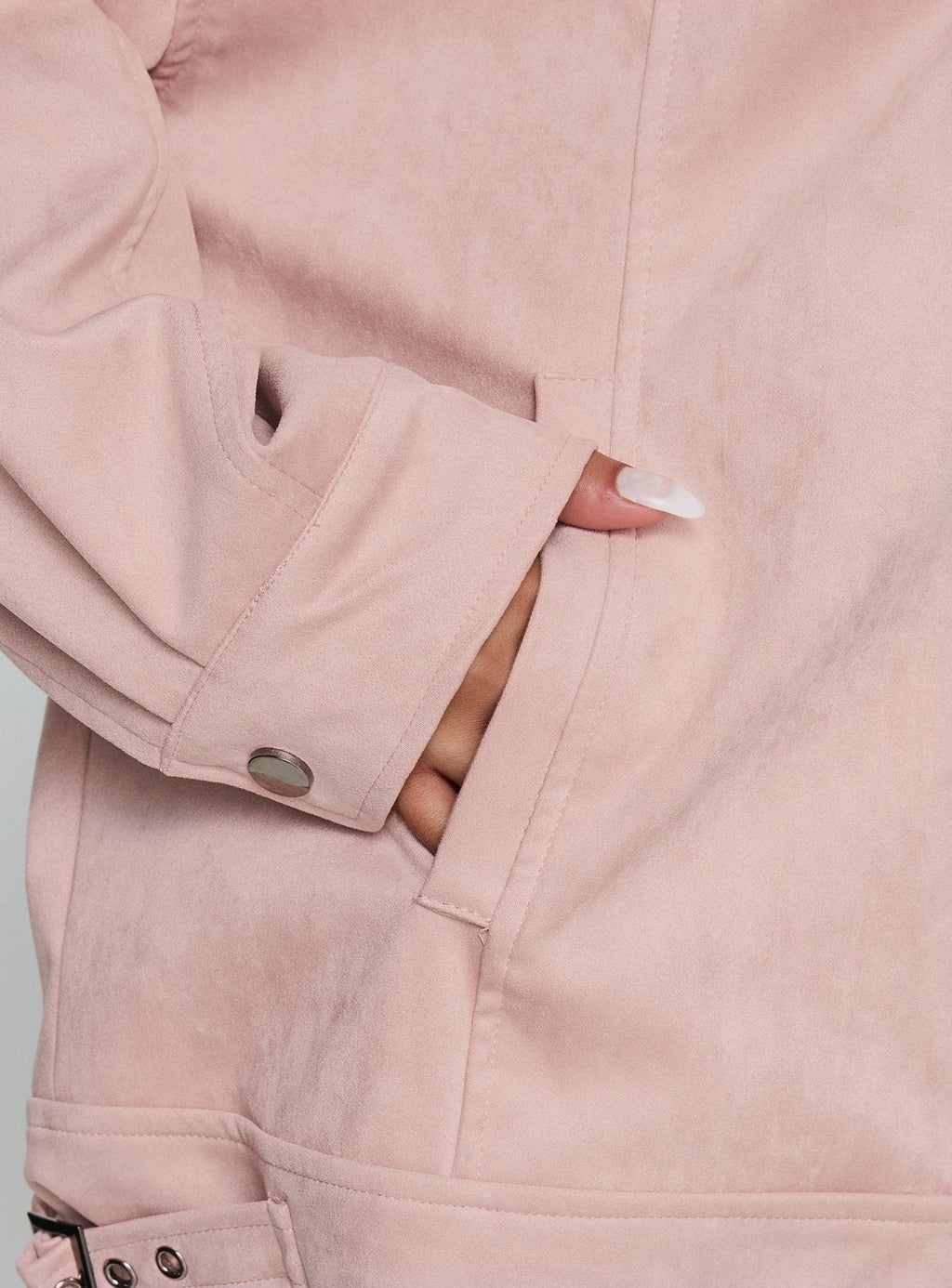 Goldsmith Faux Suede Bomber Jacket Pink