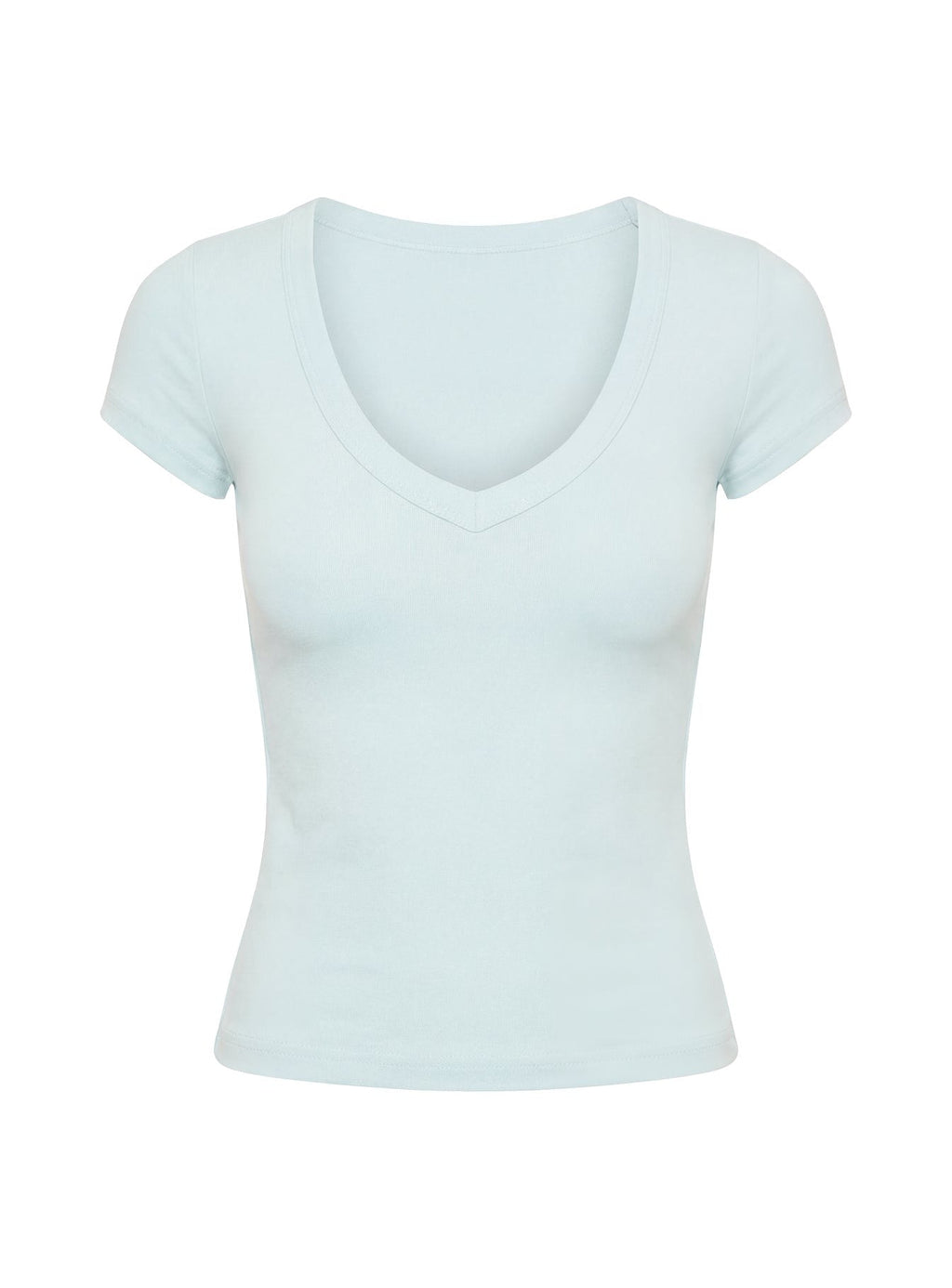 Daily Define Deep V Short Sleeve Top Icy Blue