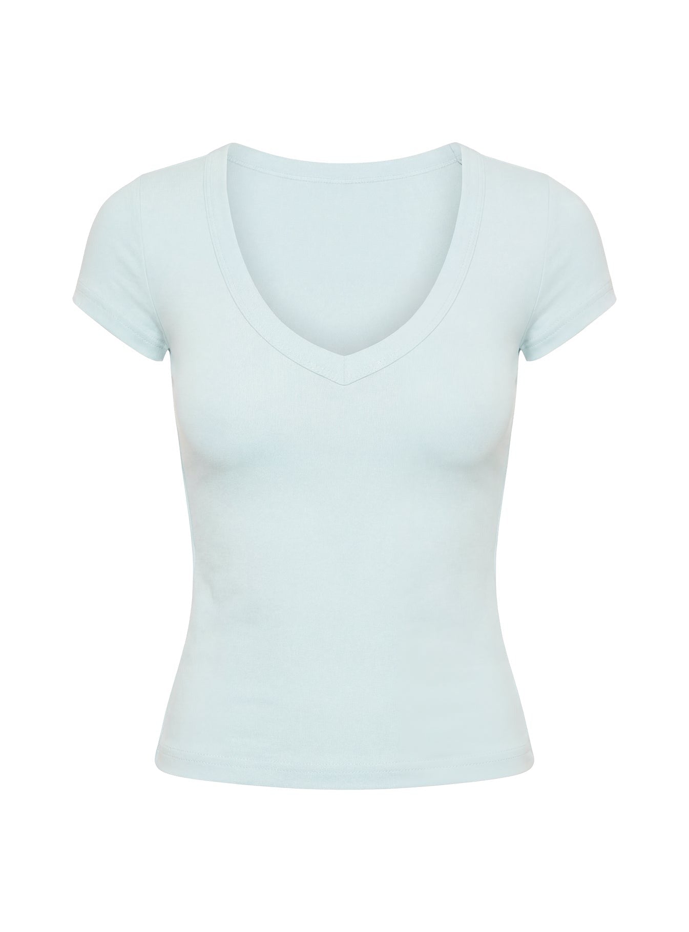 Daily Define Deep V Short Sleeve Top Icy Blue