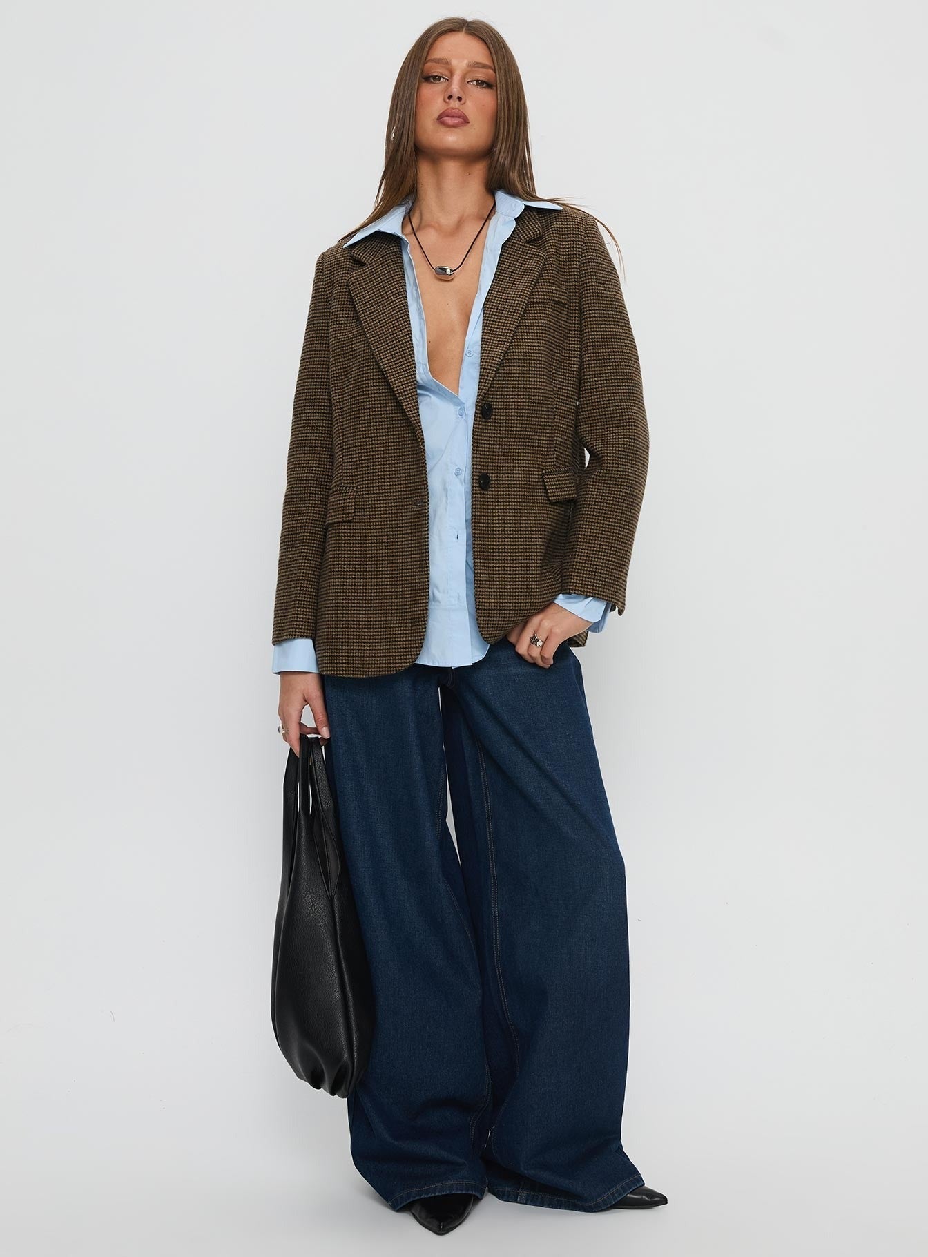 Leanah Blazer Brown Check