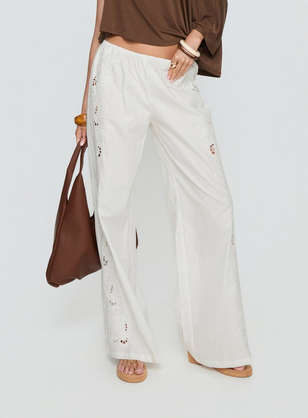 Lucky Spirit Lace Straight Leg Pant White