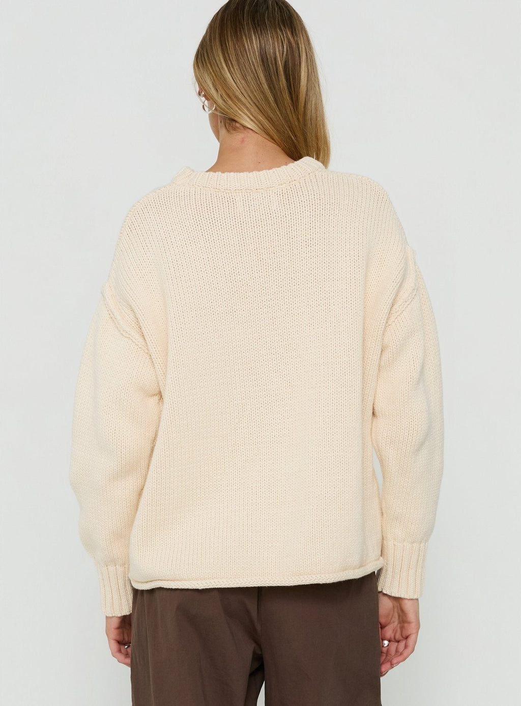 Wilda Crew Neck Knit Sweater Cream