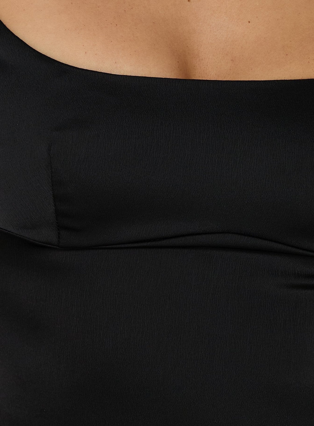 Willema Satin Scoop Tailored Top Black
