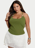 Roller Coaster Bead Detail Top Green Curve