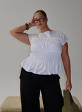 Dripping Diamonds Ruched Top White Curve