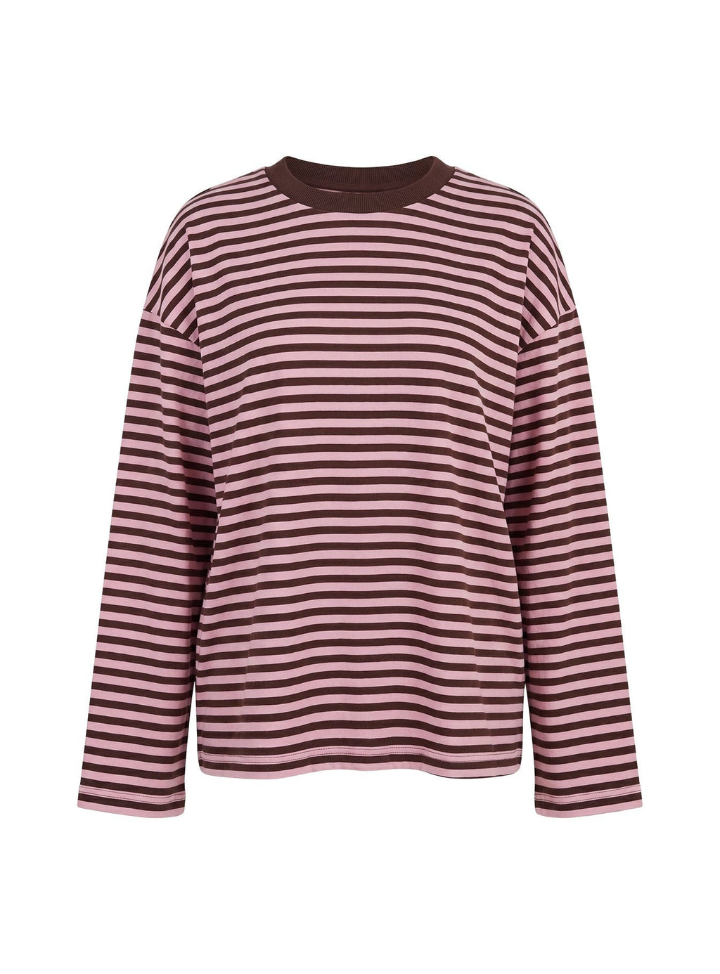 Settle Down Long Sleeve Top Pink / Brown Stripe