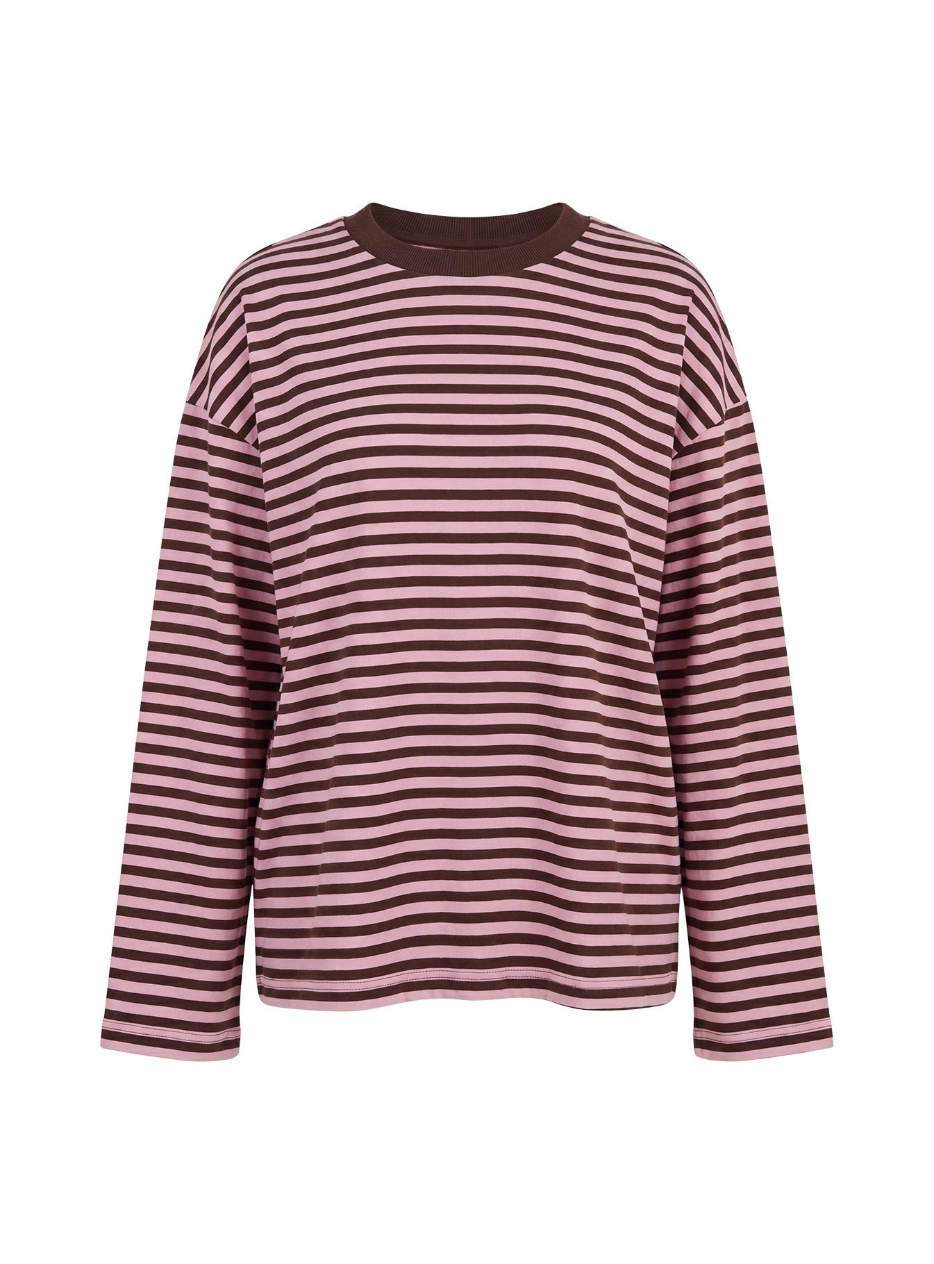 Settle Down Long Sleeve Top Pink / Brown Stripe