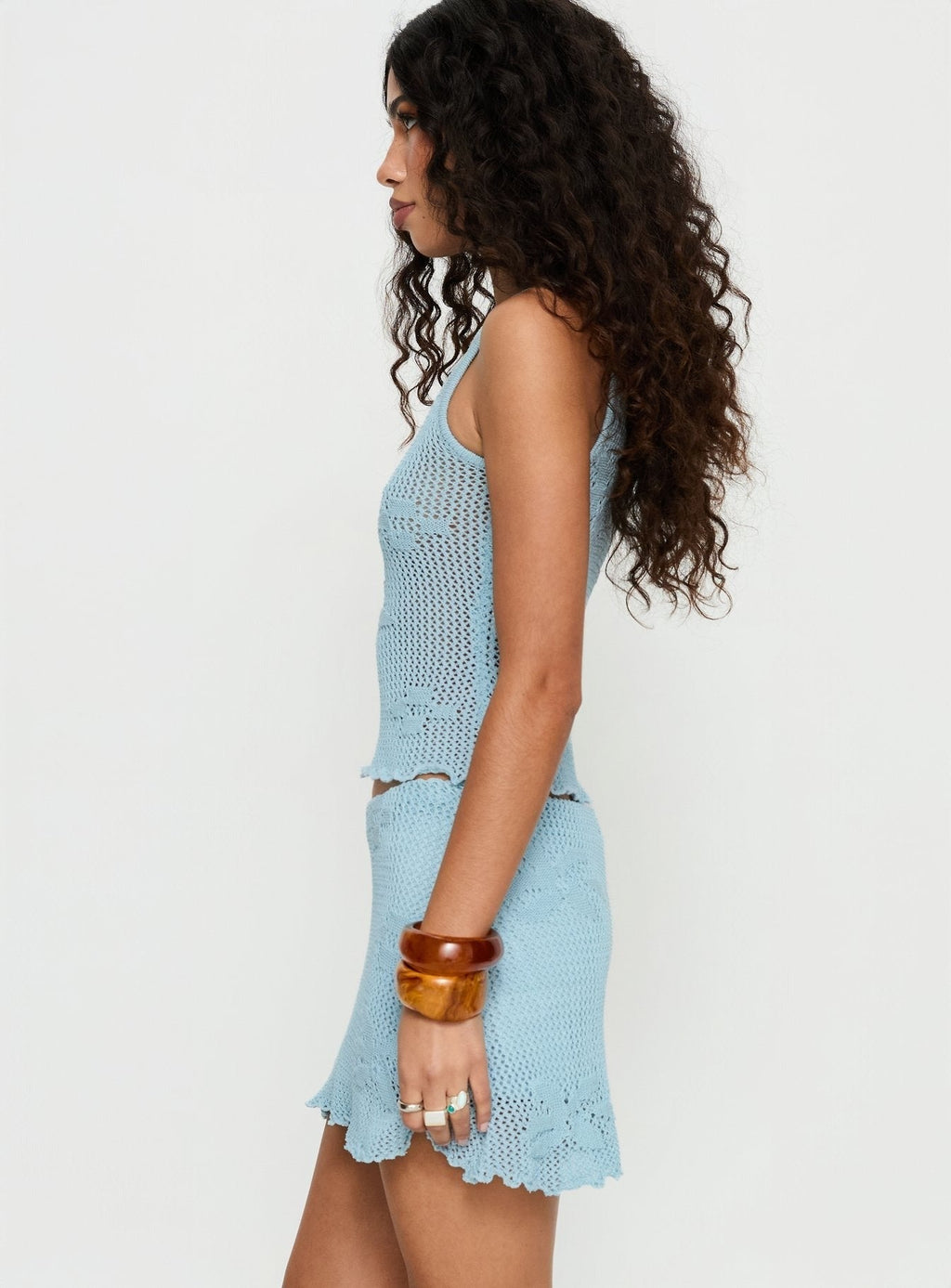 Gabriala Crochet Sleeveless Top Blue