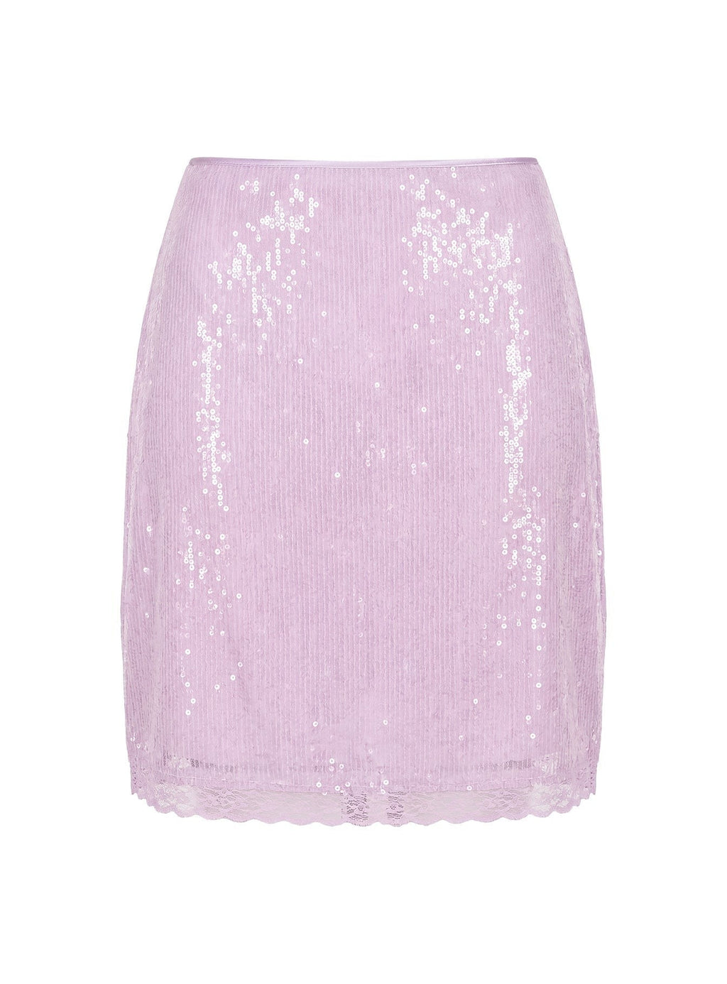 Addisa Sequin Lace Midi Skirt Lilac