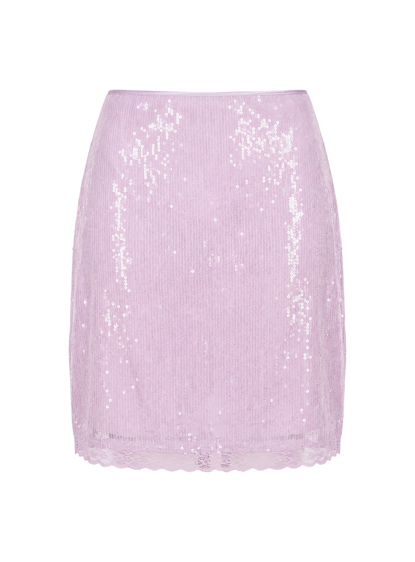 Addisa Sequin Lace Midi Skirt Lilac