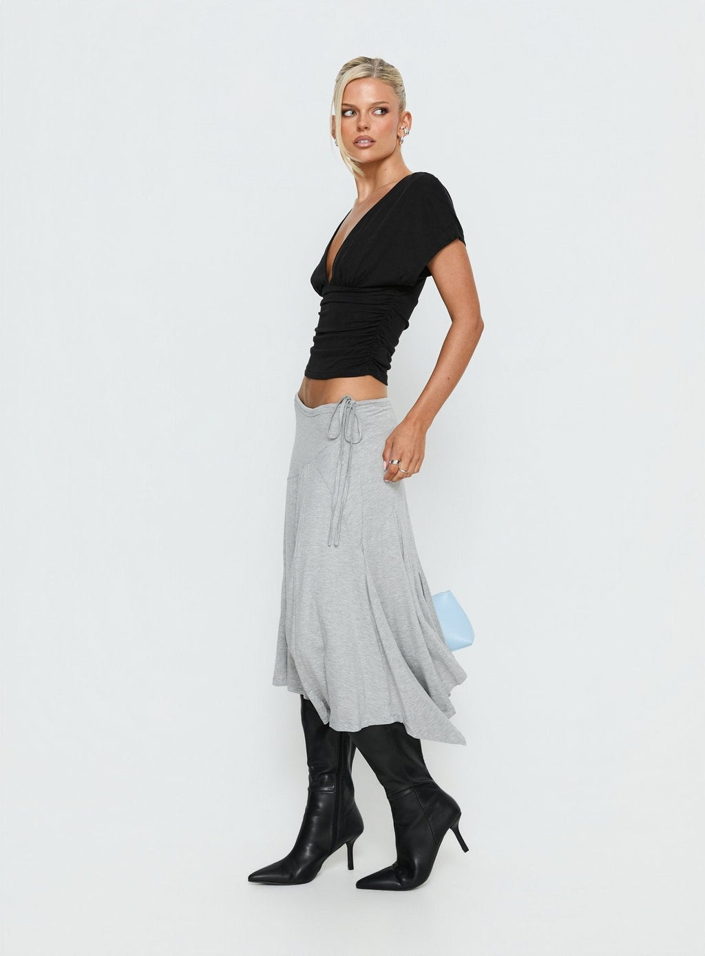 Natomi Jersey Midi Skirt Grey Marle
