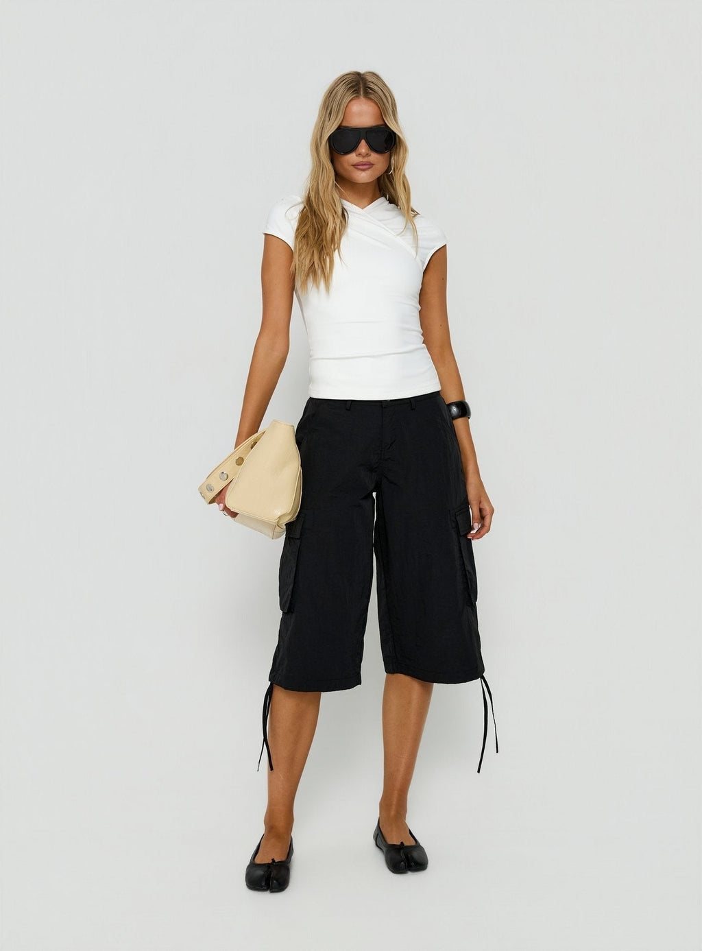Hudsen Longline Nylon Cargo Shorts Black