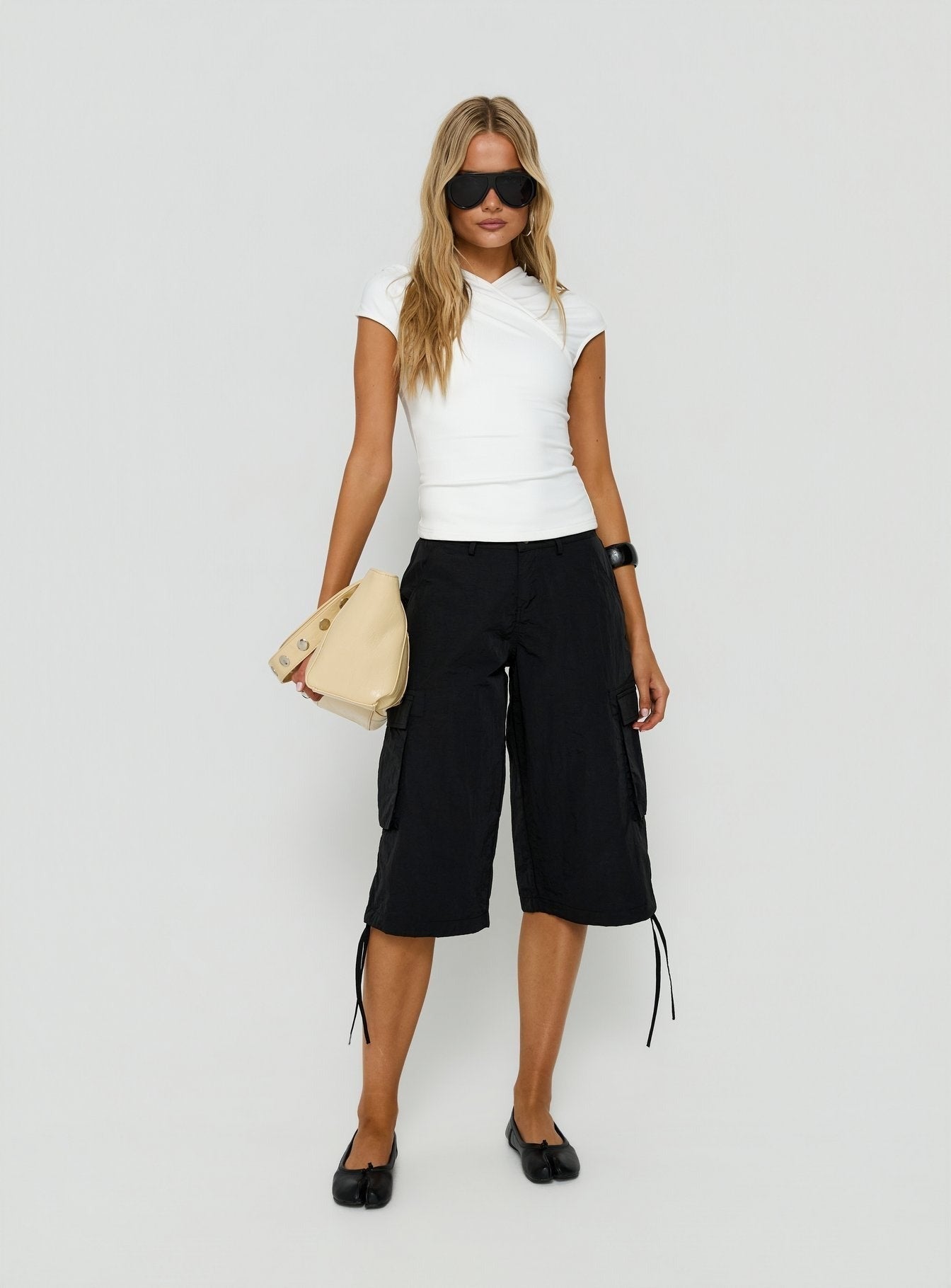 Hudsen Longline Nylon Cargo Shorts Black