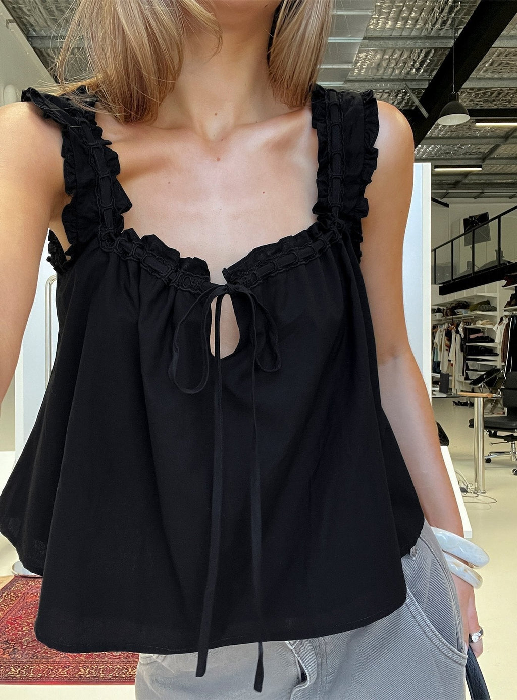 Swing Babydoll Top Black