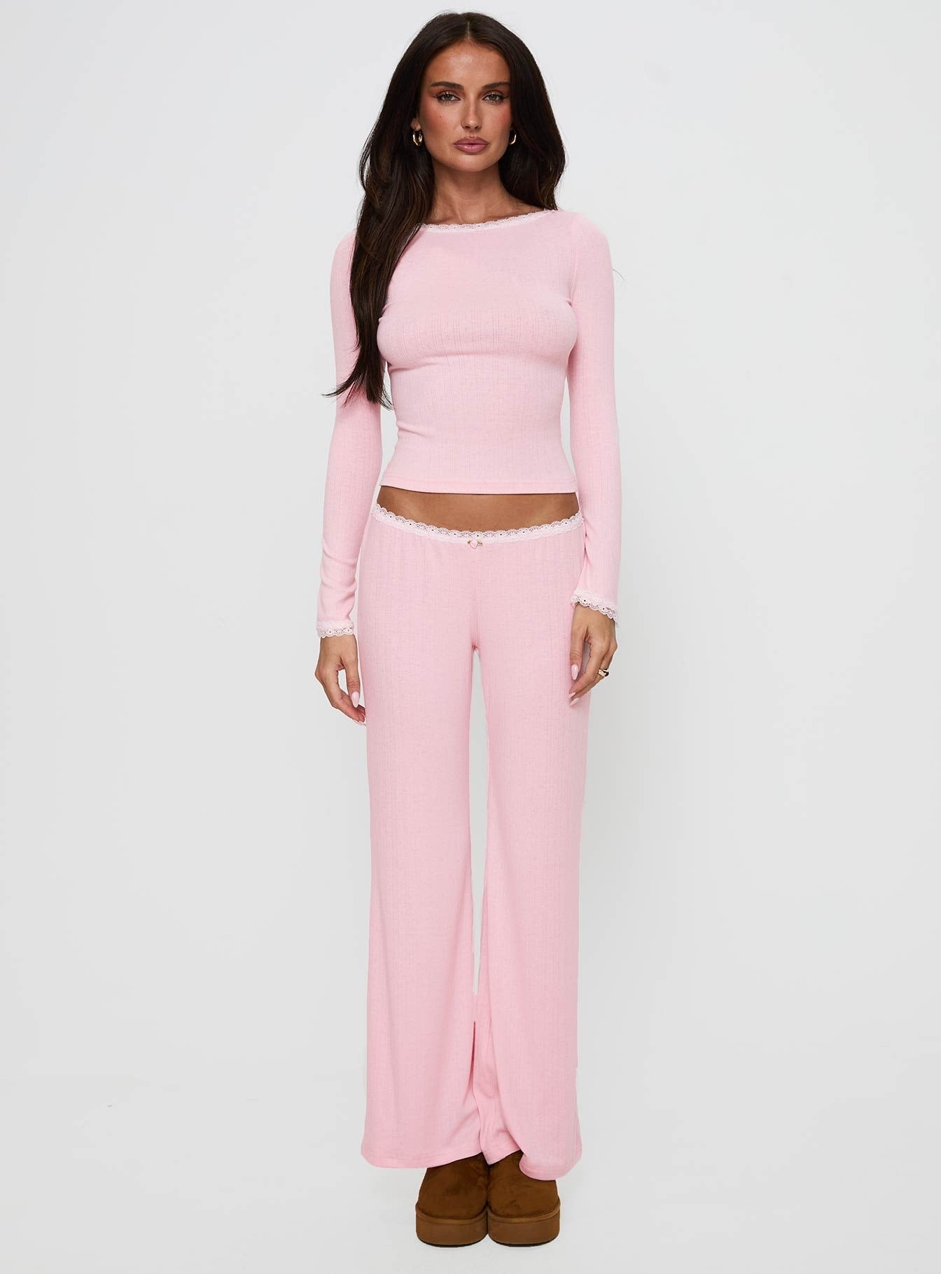 Whimsie Long Sleeve Sleep Top Pink