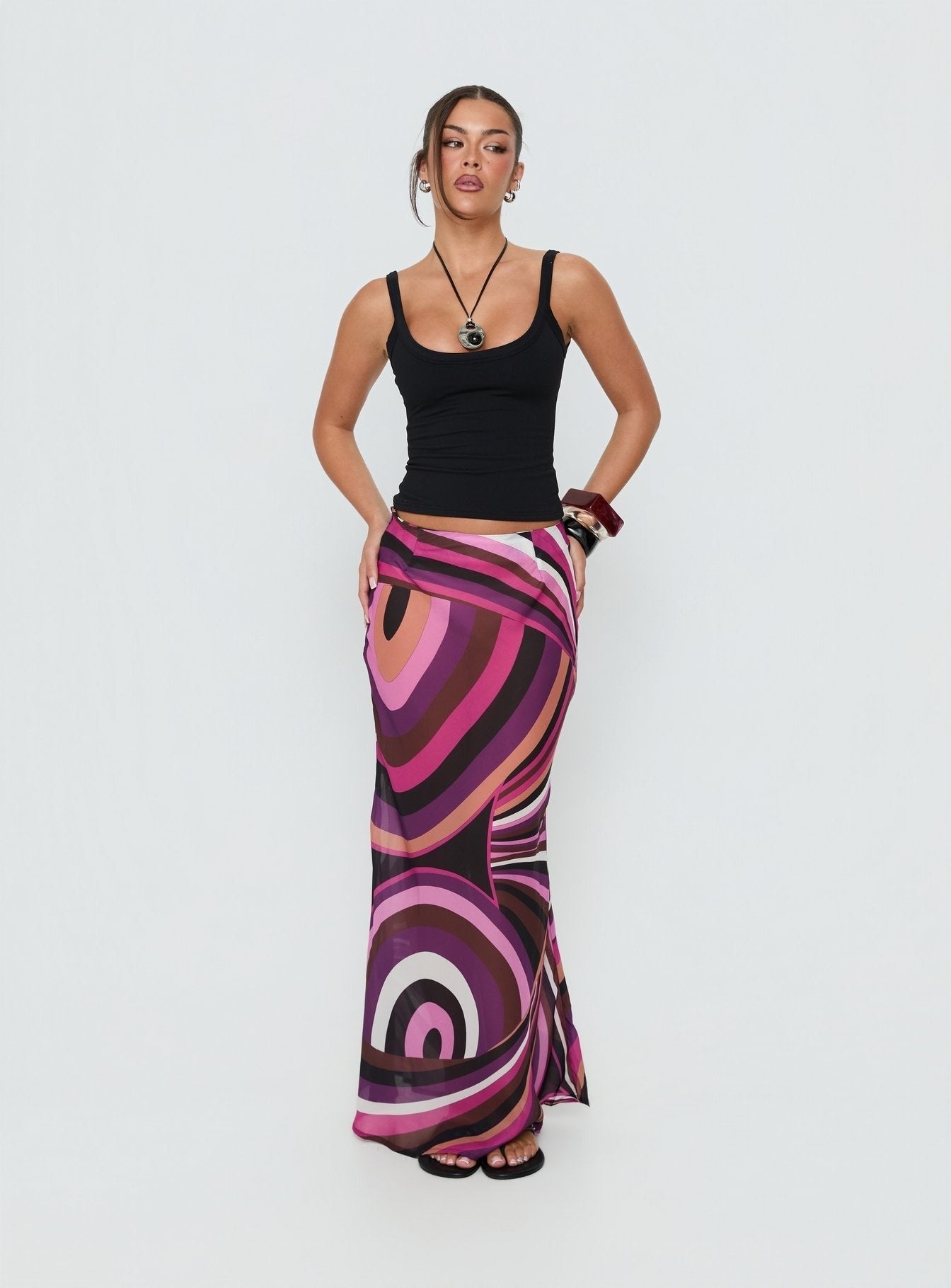 Lucidia Maxi Skirt Pink Retro
