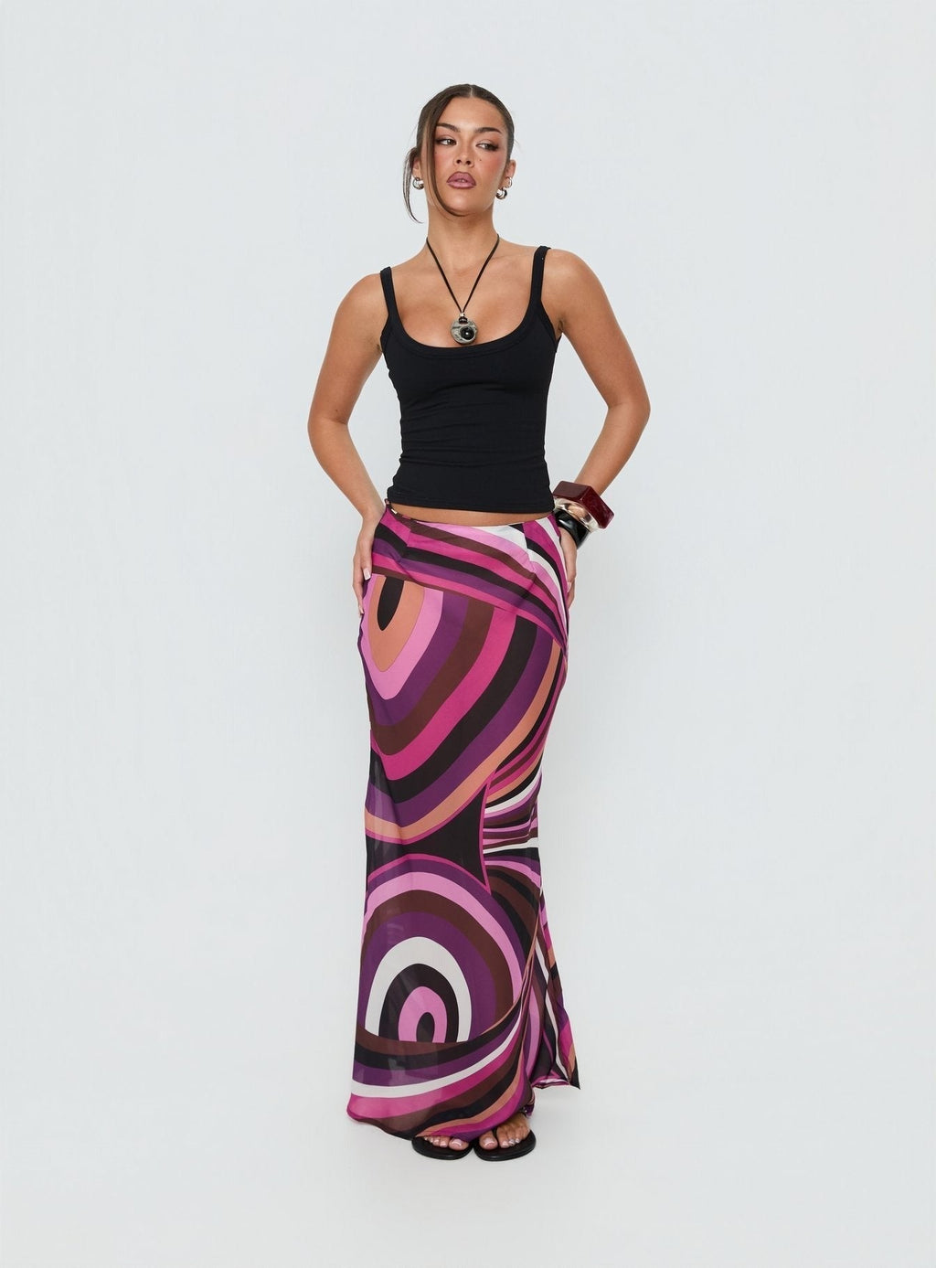 Lucidia Maxi Skirt Pink Retro