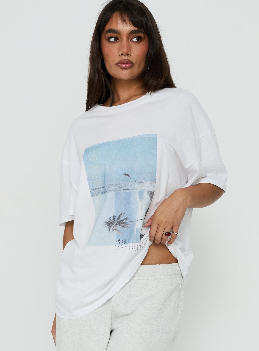 From Elsewhere Oversized Graphic Tee White