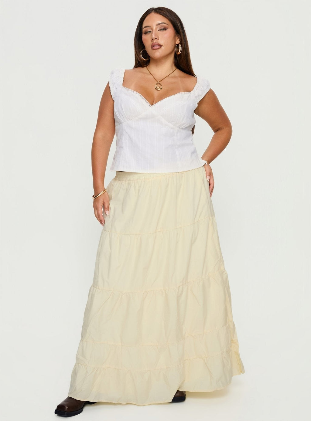 Garden Party Maxi Skirt Lemon Curve