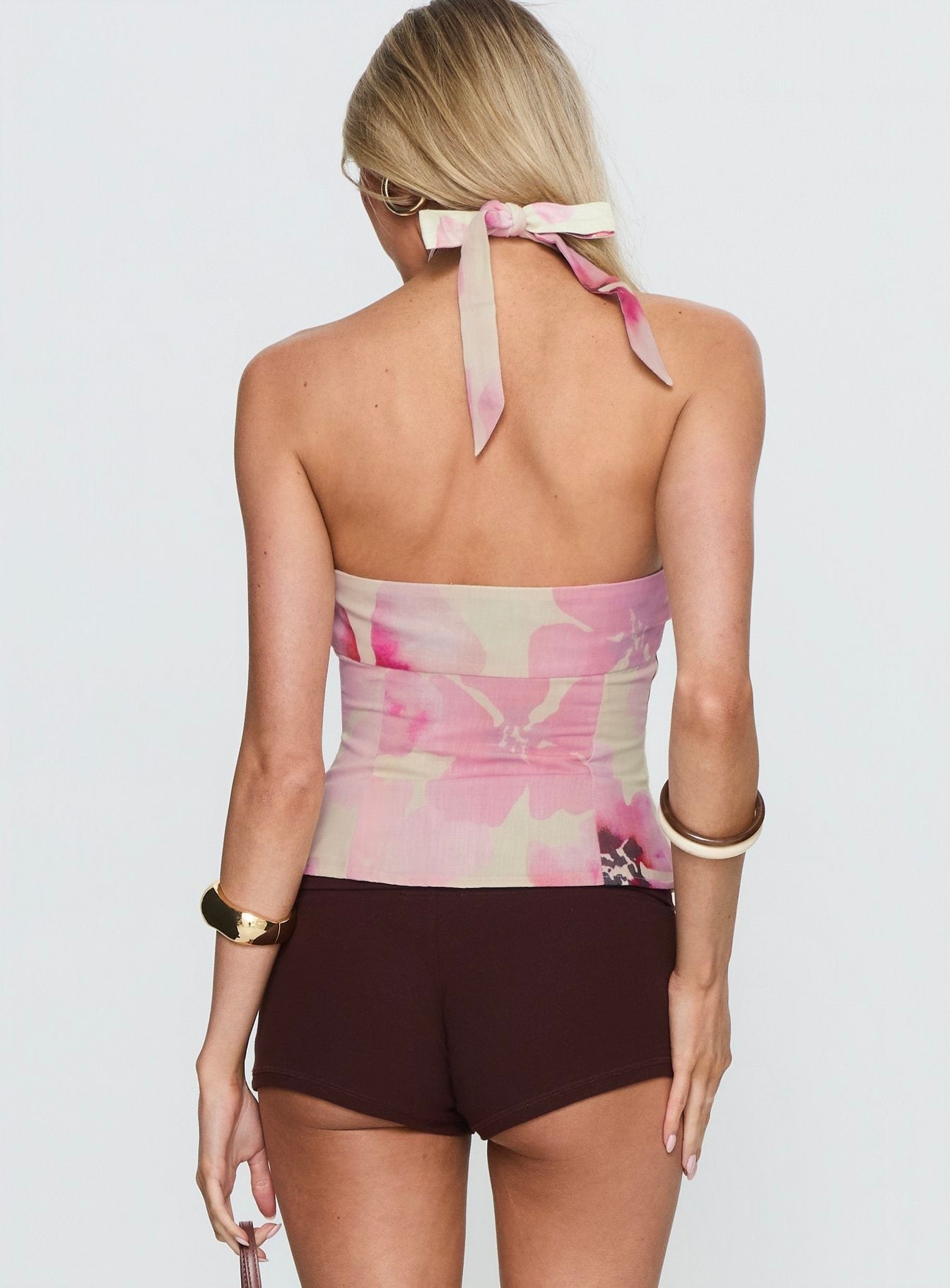 Diamanda Halter Top Pink Floral