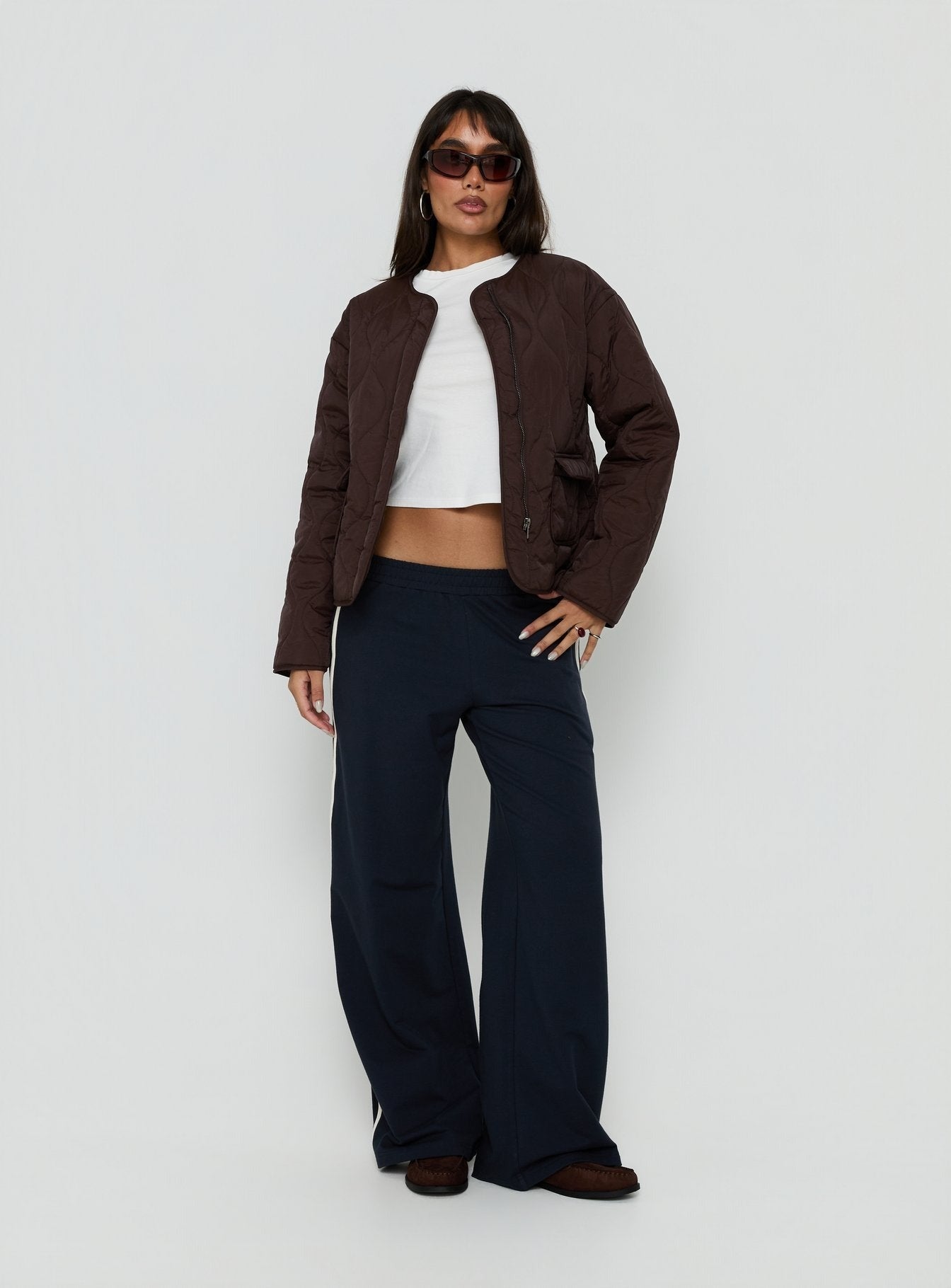 Homebody Quilted Puffer Jacket Brown