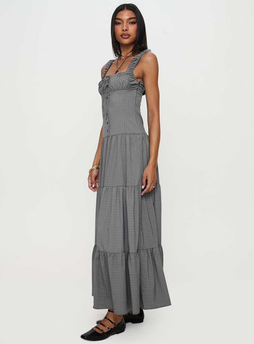 Ballerina Maxi Dress Onyx Gingham