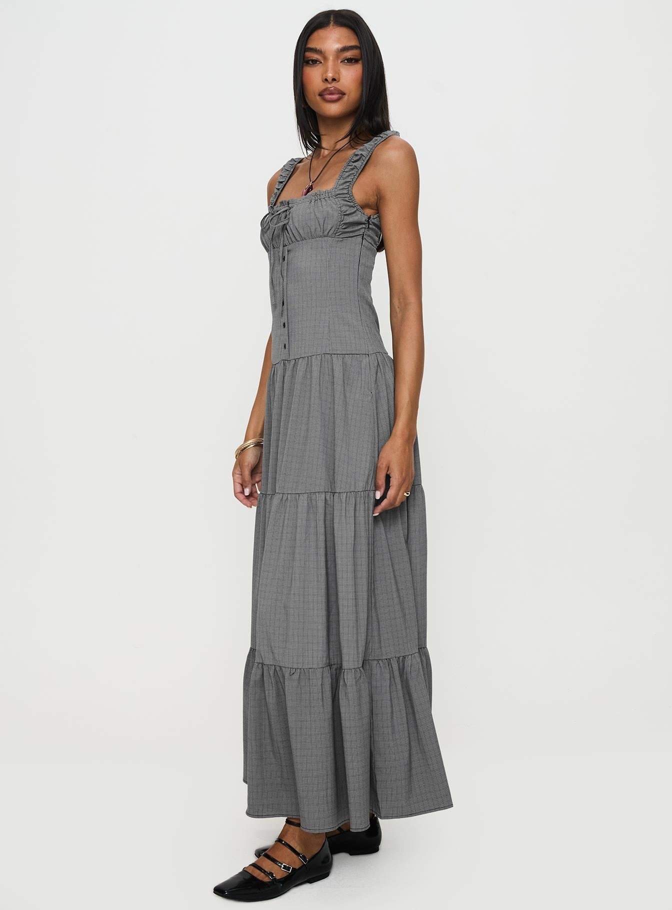 Ballerina Maxi Dress Onyx Gingham