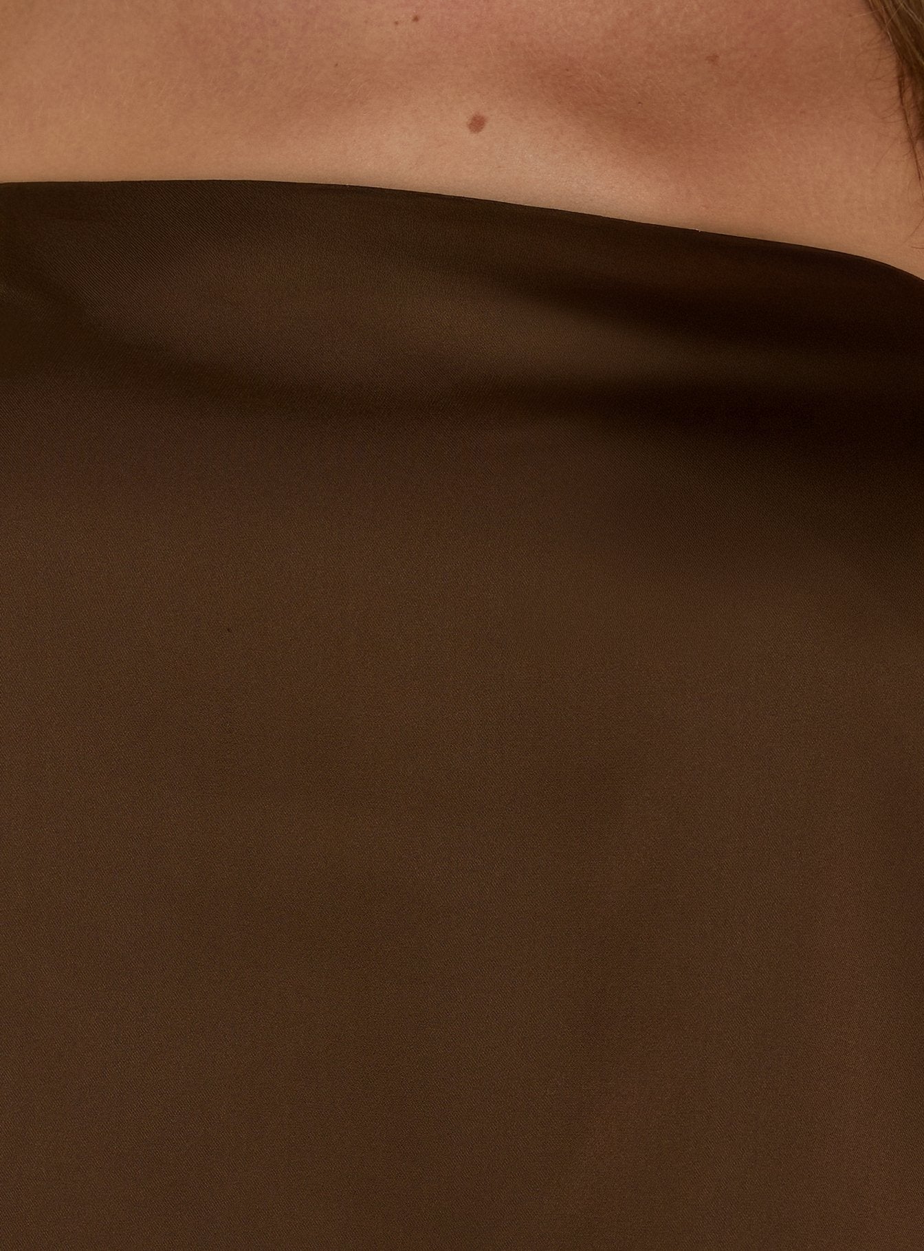 Sheyla Strapless Satin Lace Trim Top Chocolate