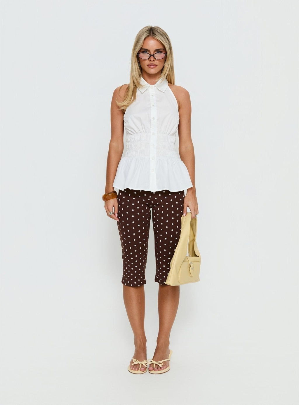 Samaira Capri Pant Brown Polka Dot