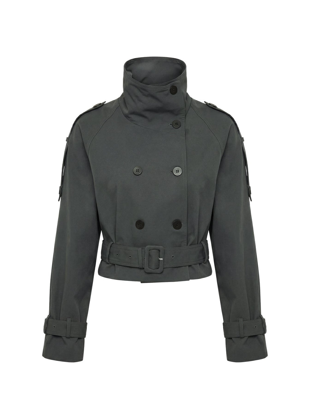 Blanc Cropped Trench Coat Olive