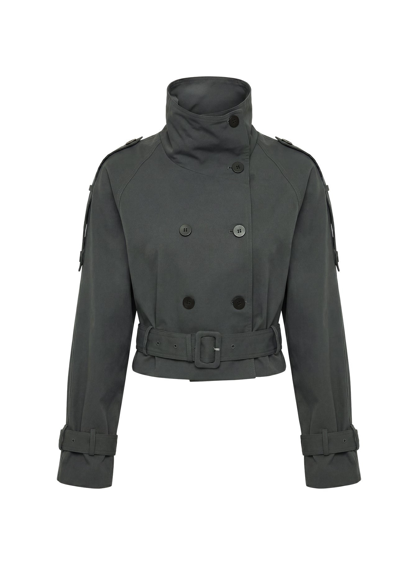 Blanc Cropped Trench Coat Olive