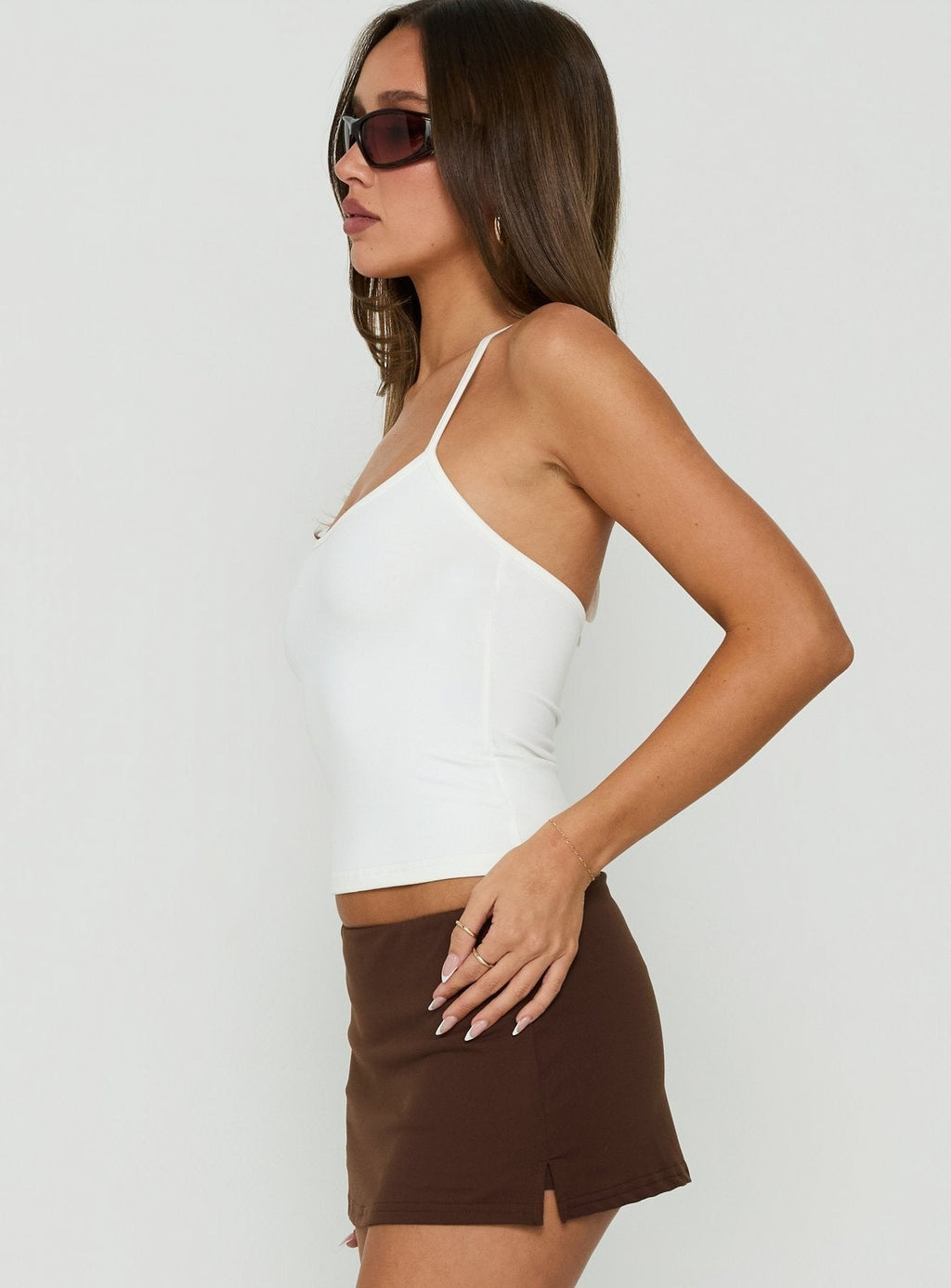 Daily Define Thin Strap Halter Tank Top White