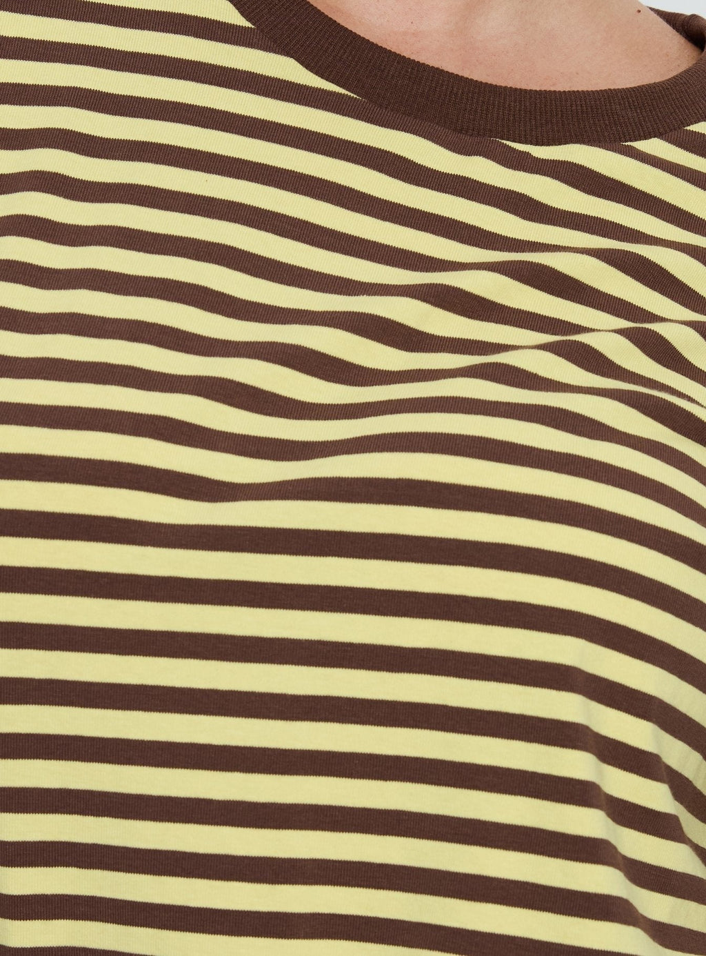 Settle Down Short Sleeve Top Yellow / Brown Stripe Curve