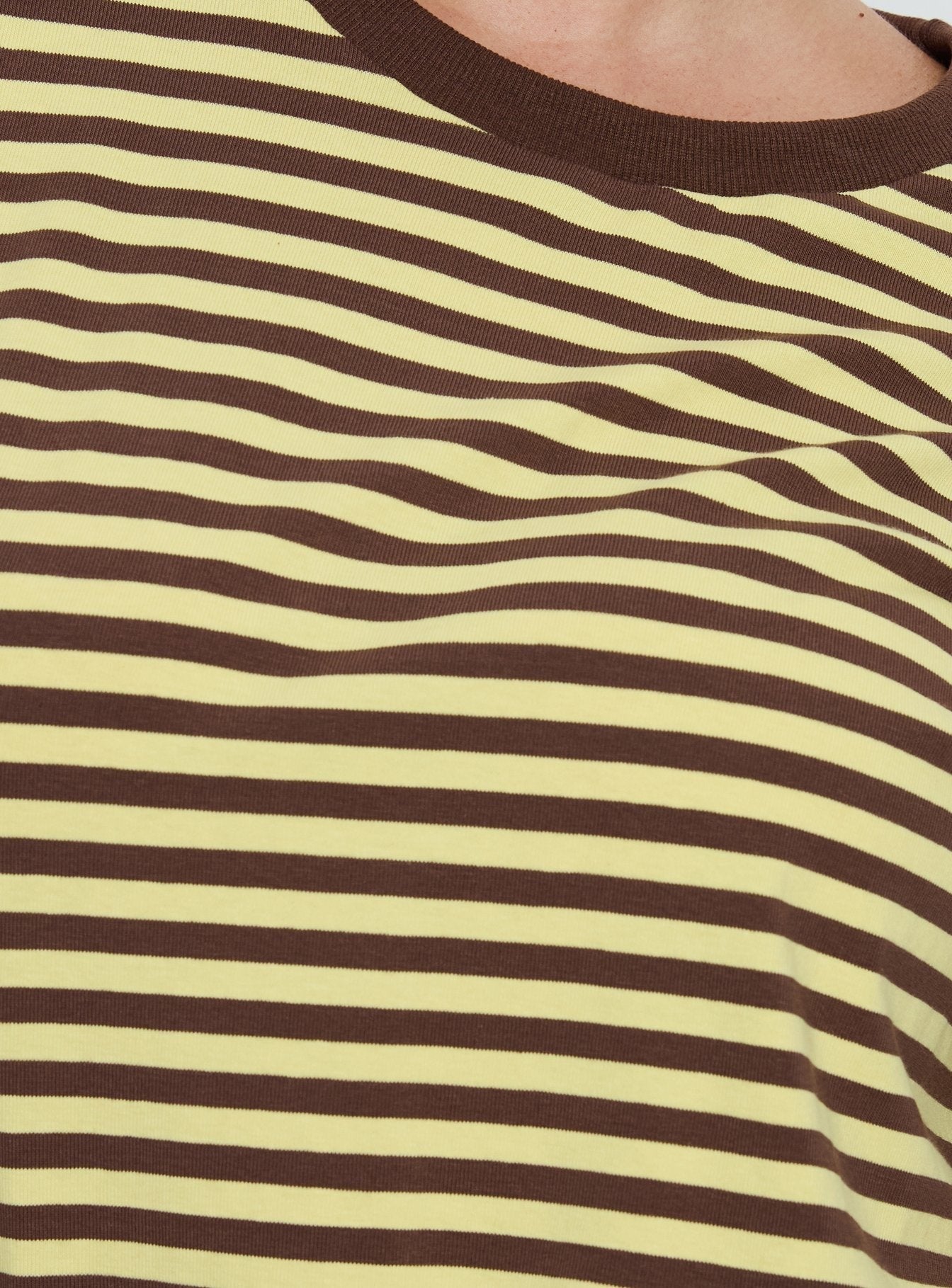 Settle Down Short Sleeve Top Yellow / Brown Stripe Curve