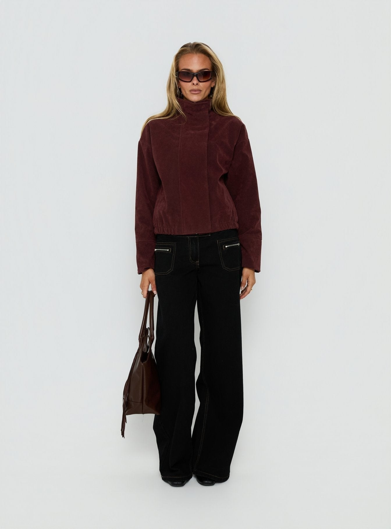 Tayne Funnel Neck Jacket Burgundy