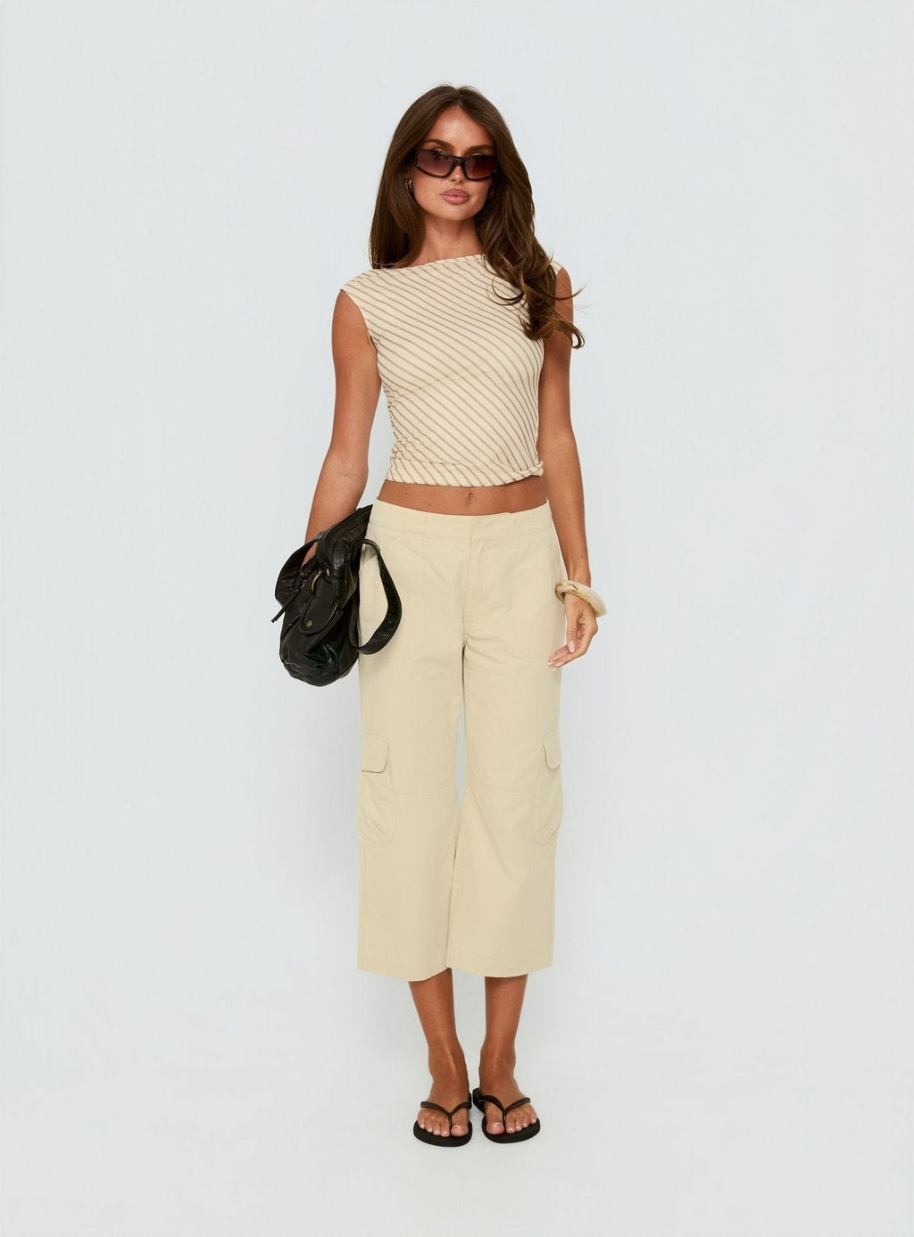 Indee Cropped Cargo Pants Beige