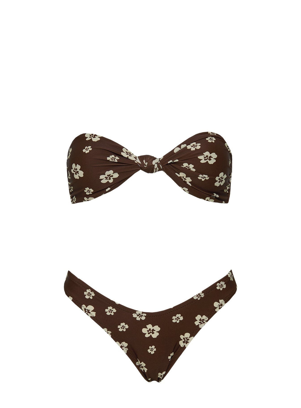 Timka Bandeau Bikini Top Brown Floral