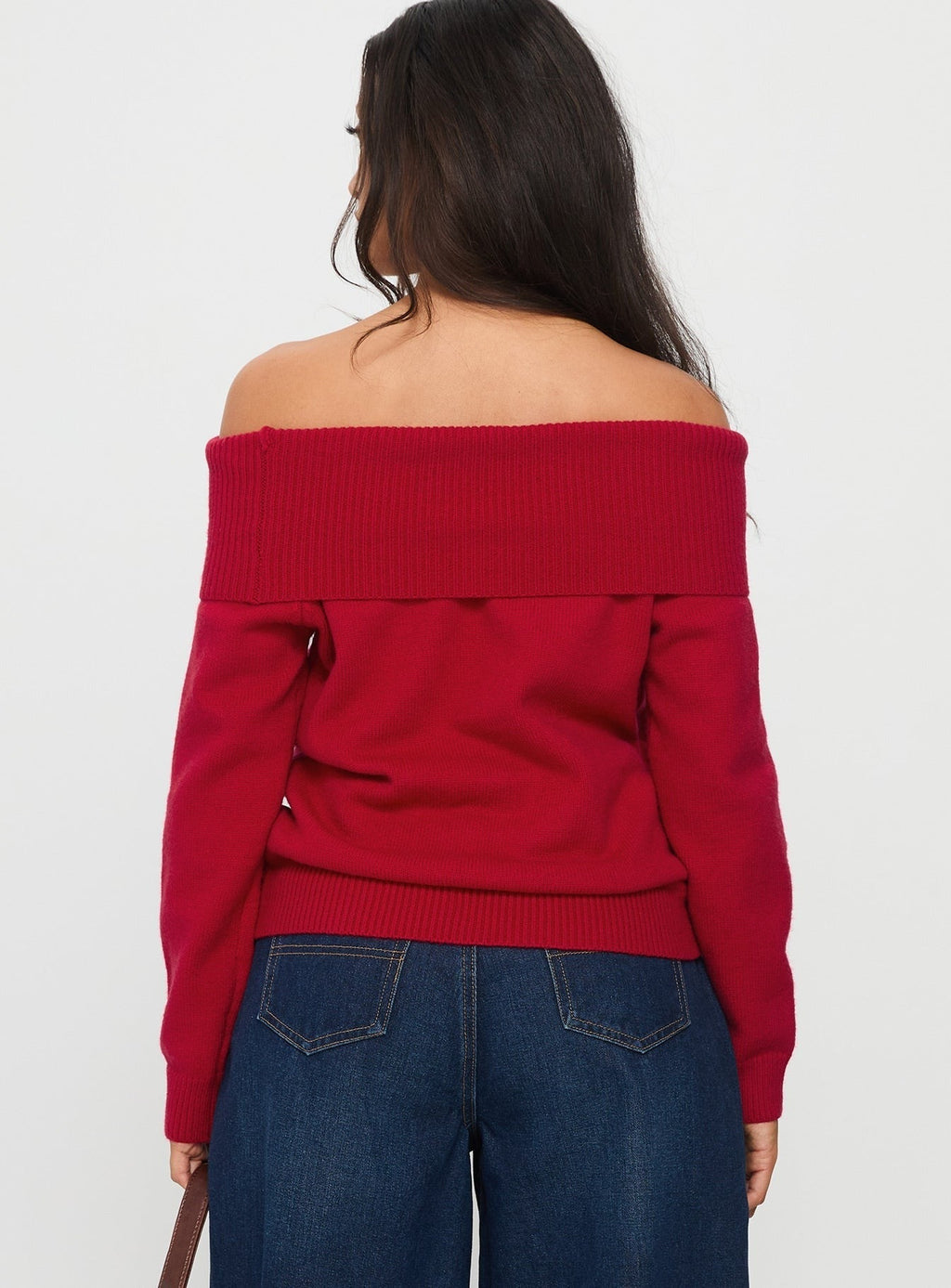 Jaycelyn Off Shoulder Knit Sweater Red