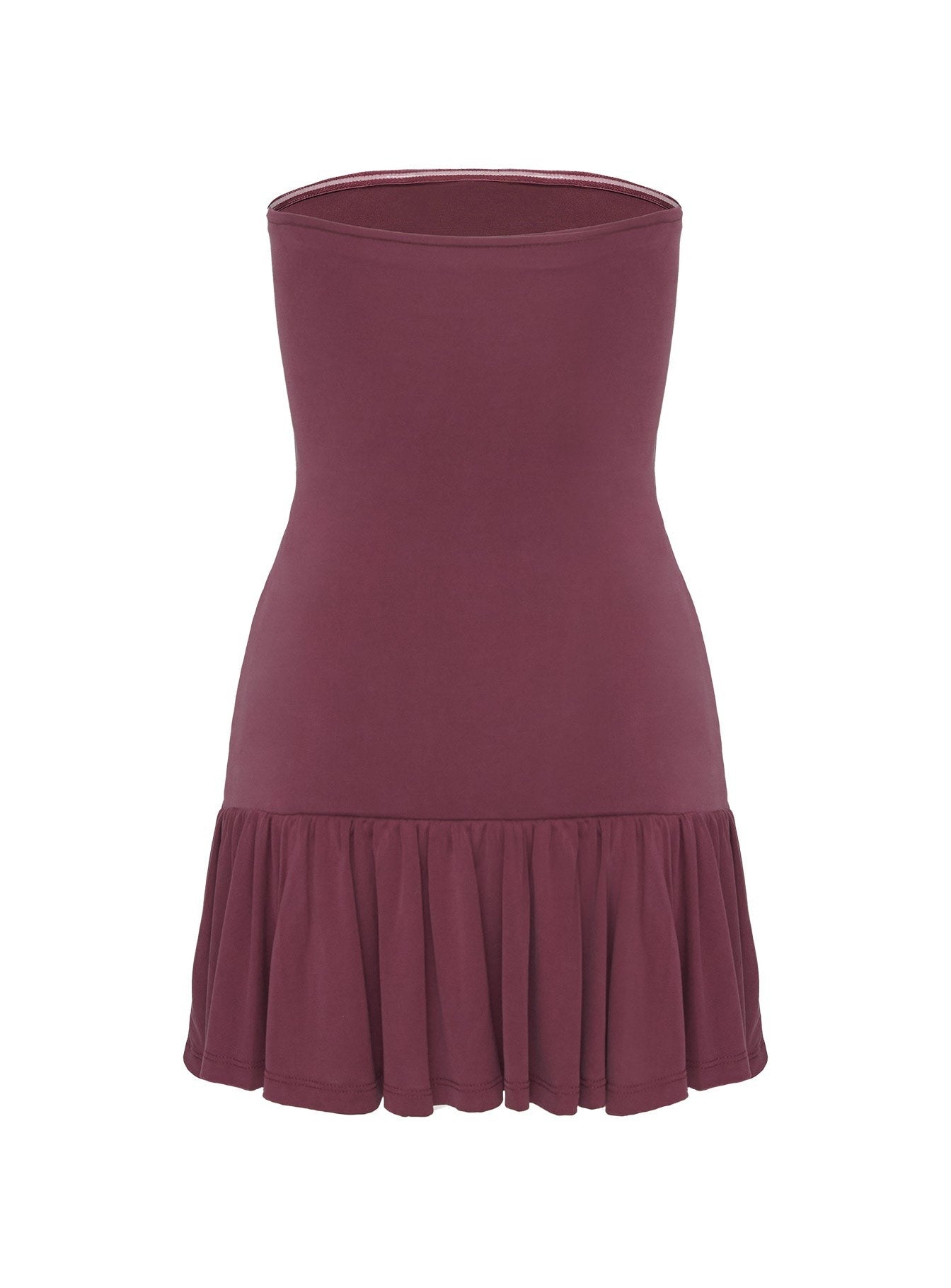 Love Lingers Strapless Mini Dress Burgundy Petite