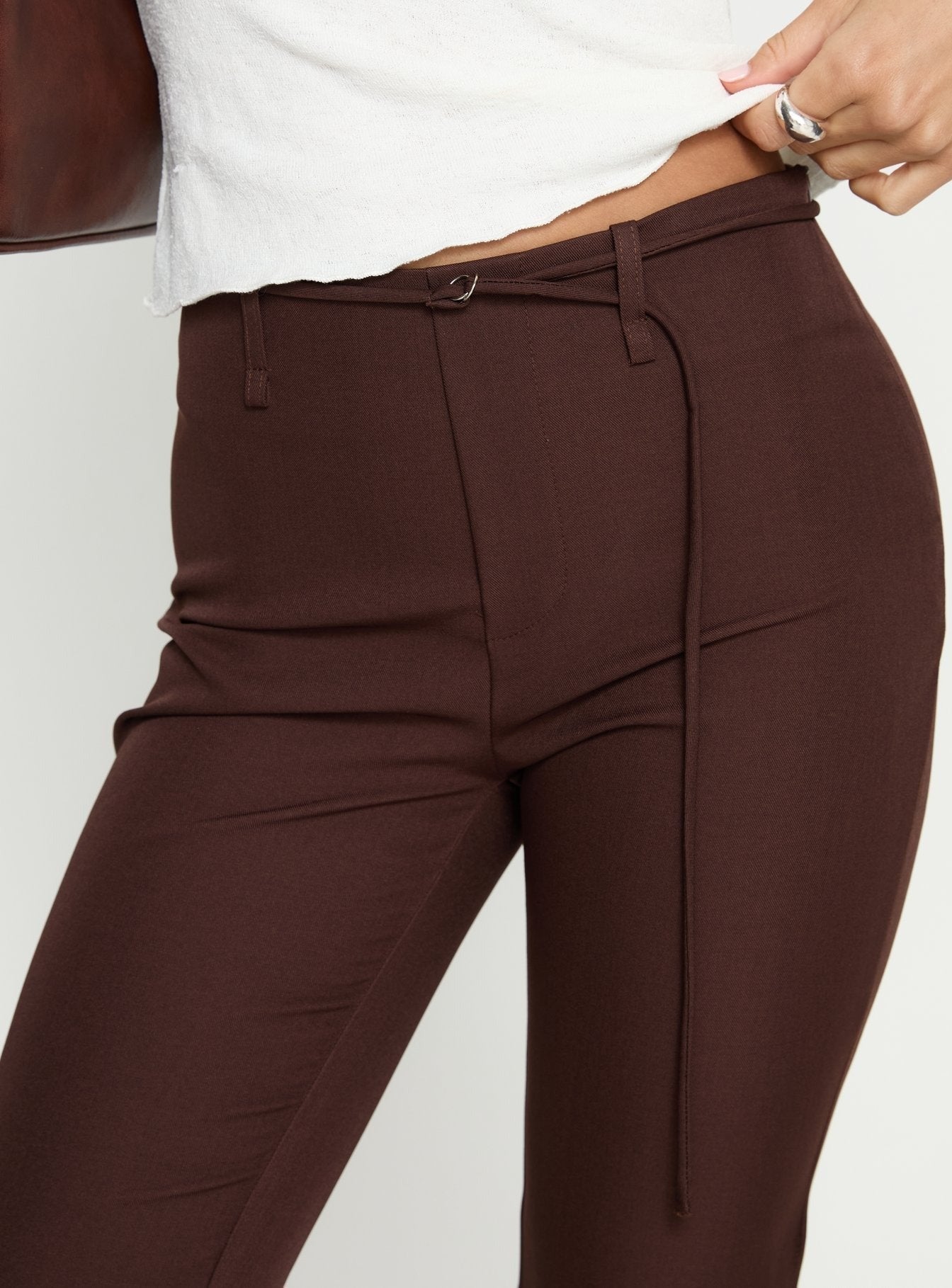 Giorgie Belted Capri Pant Chocolate Brown