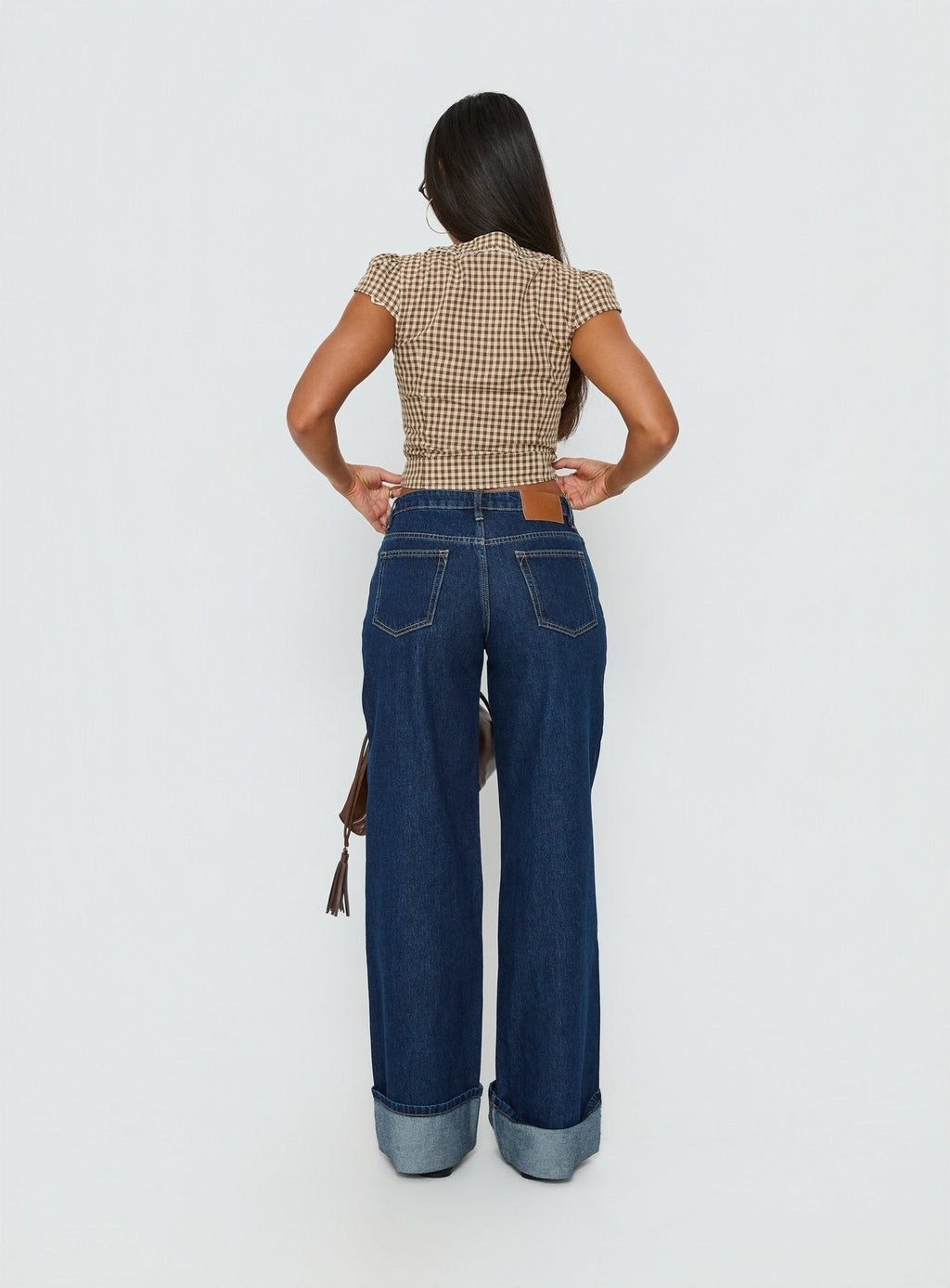 Darla Low Rise Straight Leg Cuff Jean Dark Blue Wash