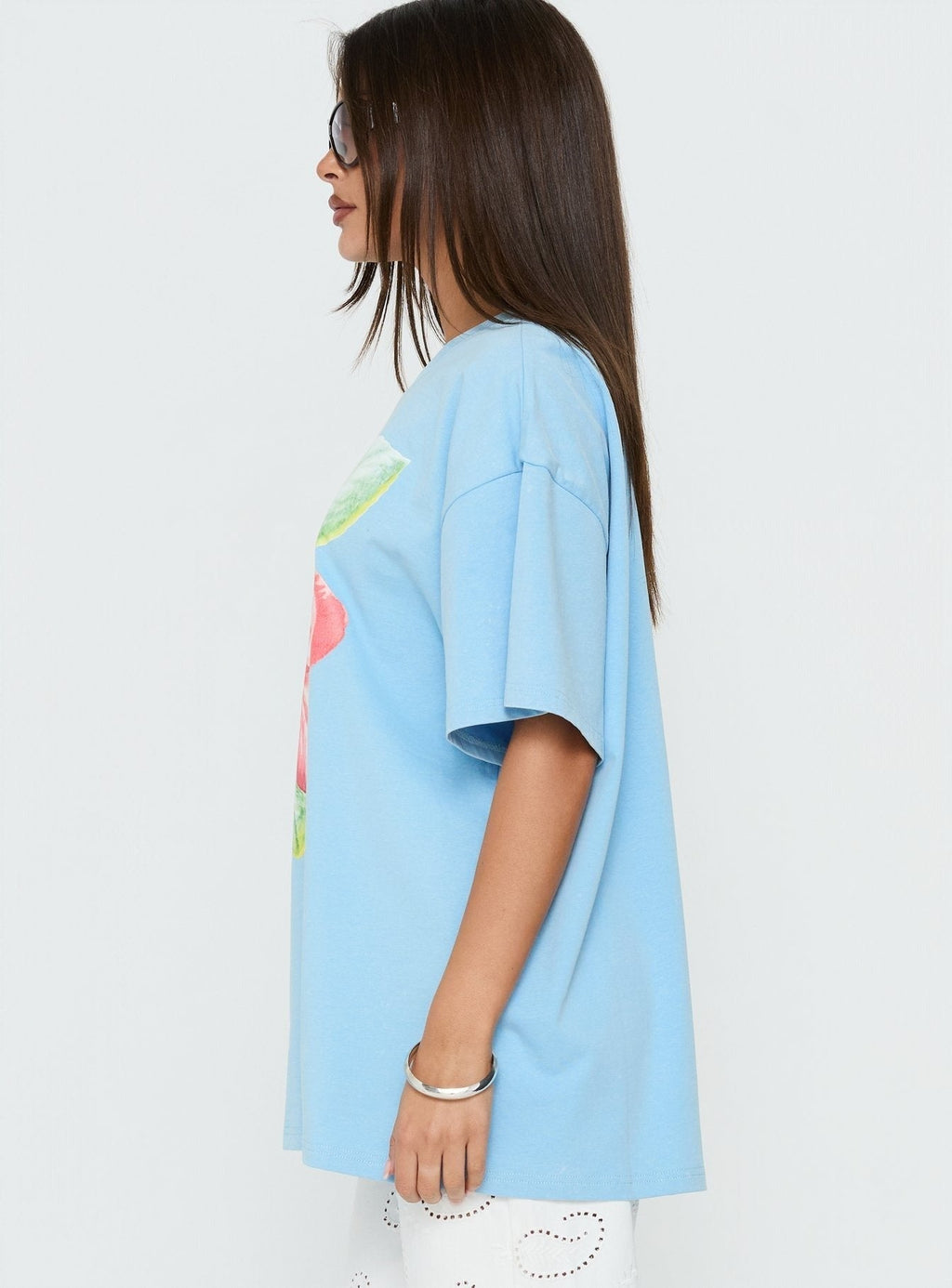Floral Daydream Oversized Graphic Tee Washed Blue