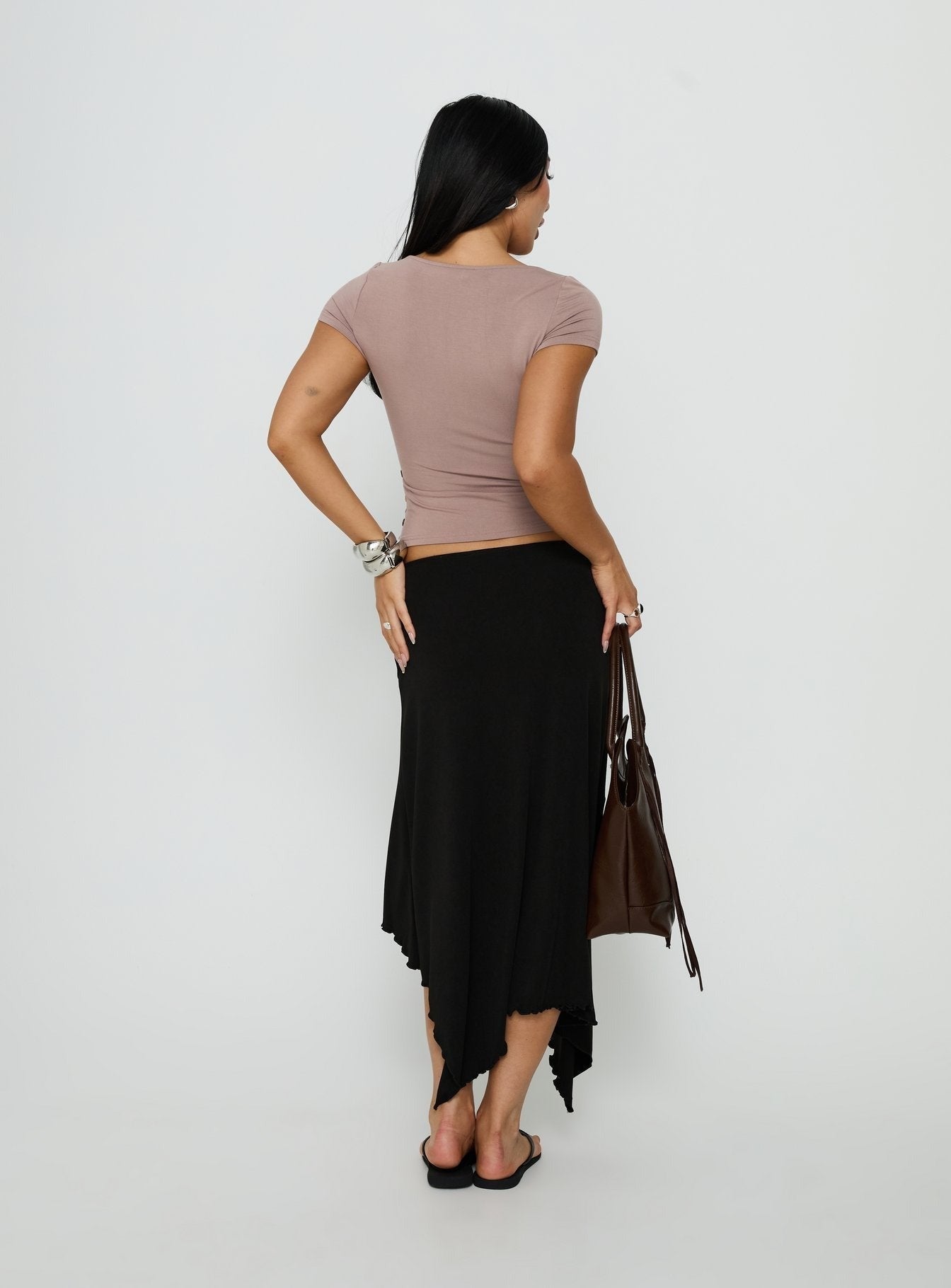 Futura Asymmetrical Midi Skirt Black