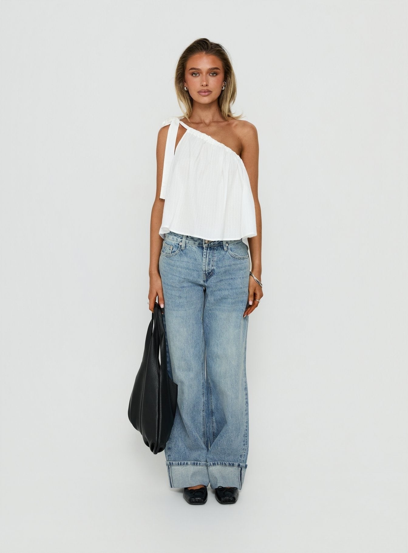 Klyne One Shoulder Top White
